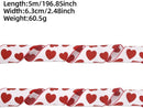 Valentine's Day Ribbons - 3 Rolls - Handmade Ribbons - Heart Pattern - Natural Texture - Suitable for Wrapping Flowers and Party Decorations （5m）
