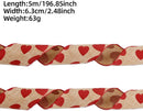 Valentine's Day Ribbons - 3 Rolls - Handmade Ribbons - Heart Pattern - Natural Texture - Suitable for Wrapping Flowers and Party Decorations （5m）