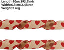 Valentine's Day Ribbons - 3 Rolls - Handmade Ribbons - Heart Pattern - Natural Texture - Suitable for Wrapping Flowers and Party Decorations （10m）