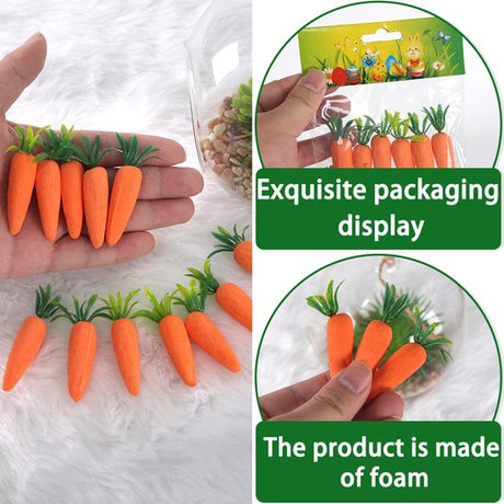 Easter Decorations - Realistic Carrot Figures - Pack of 12 - Mini Foam Carrots 7cm - Party Decorations