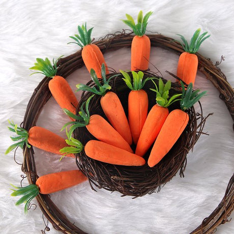 Easter Decorations - Realistic Carrot Figures - Pack of 12 - Mini Foam Carrots 7cm - Party Decorations