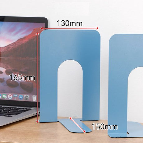 Bookends - Metal - Iron Bookshelves - To be used for supporting books and organizing your desk - 2 Pieces - 13 × 15 × 16.5 cm - Blue
