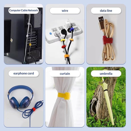 Cable Clips - 120 Pieces - Reusable Cable Ties - Cable Ties for Data Cable Management - Ideal for Cable Management in the Home, Office, Garden and More - Available in 6 Mixed Colors