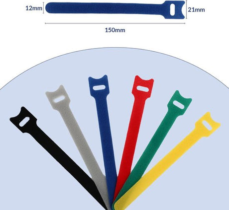 Cable Clips - 120 Pieces - Reusable Cable Ties - Cable Ties for Data Cable Management - Ideal for Cable Management in the Home, Office, Garden and More - Available in 6 Mixed Colors