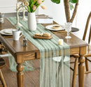Light Green Table Veil with White Pearls - Silky Gauze 30x120 Inches - For Weddings, Parties & Table Decorations