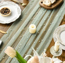 Light Green Table Veil with White Pearls - Silky Gauze 30x120 Inches - For Weddings, Parties & Table Decorations