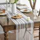 White Table Veil with White Pearls - Silky Gauze 30x120 Inches - For Weddings, Parties & Table Decorations