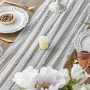 White Table Veil with White Pearls - Silky Gauze 30x120 Inches - For Weddings, Parties & Table Decorations