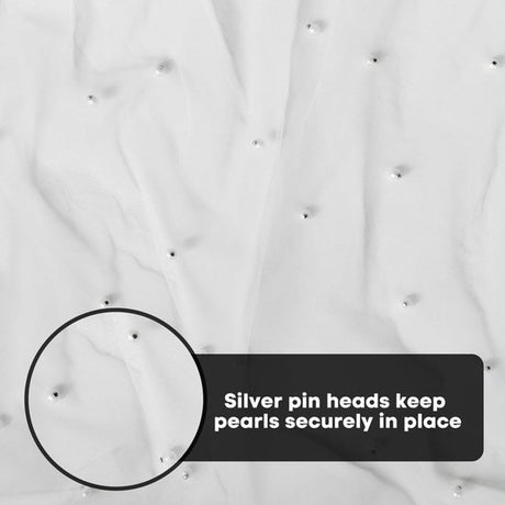 White Table Veil with White Pearls - Silky Gauze 30x120 Inches - For Weddings, Parties & Table Decorations