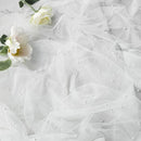 White Table Veil with White Pearls - Silky Gauze 30x120 Inches - For Weddings, Parties & Table Decorations