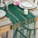 Yellow Table Veil with White Pearls - Silky Gauze 30x120 Inches - For Weddings, Parties & Table Decorations