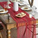 Red Table Veil with White Pearls - Silky Gauze 30x120 Inches - For Weddings, Parties & Table Decorations