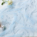 Light Blue Table Veil with White Pearls - Silky Gauze 30x120 Inches - For Weddings, Parties & Table Decorations