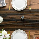 Black Table Veil with White Pearls - Silky Gauze 30x120 Inches - For Weddings, Parties & Table Decorations