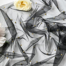 Black Table Veil with White Pearls - Silky Gauze 30x120 Inches - For Weddings, Parties & Table Decorations