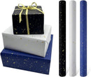 3 Rolls of Birthday Wrapping Paper - 43cm x 3m Per Roll - Blue, White & Black - Large Roll of Recyclable Paper