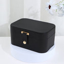 Travel Jewelry Case - 2 Layers with Velvet & Detachable Compartments - For Necklaces, Earrings & Bracelets - Black