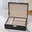 2-Tier Jewelry Box - With Removable Drawer & Lock - Large Storage Capacity for All Jewelry - Black