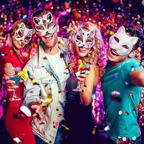 10 Paintable Cat Masks - DIY Animal Costume Masks - White Masks - Half-Used for Masquerade - Halloween - Cosplay Masks for Kids - Party Costume Supplies