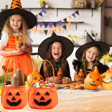 2-Pack Halloween Pumpkin Candy Bags - Halloween Pumpkin Bag Magic Candy Bags - Candy Bags - Pumpkin Collection Bags - Suitable for Halloween Party Masquerade Decorations