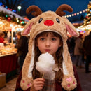 Hats - Santa Hats - Plush Santa Hats - Cute Bouncy Ear Warmers - Interactive Animation Design - Suitable for Cosplay, Parties, Music Festivals, Costumes and Accessories - Christmas Gifts - Birthday Gifts