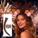 Headband - Elk Ears - Great for a Masquerade - Christmas Reindeer Headband and Tail - Perfect for Winter, Holidays, Halloween, Parties and Cosplay Costumes