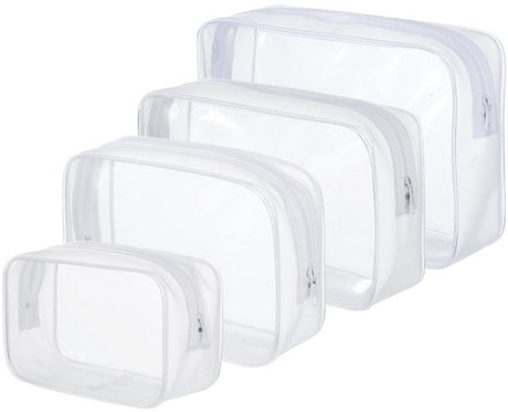 4-Piece Transparent Travel Toiletry Bag - Portable Makeup Bag - Multifunctional Waterproof Set - Skin Care & Makeup Bag