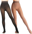 2-Pack Women's Thermal Leggings with Fleece Lining - High-Waisted Faux Sheer Tights - Lightweight - Extra Thick - Warm - Women's Leggings - Size XL (170-200 lbs)