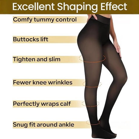 2-Pack Women's Thermal Leggings with Fleece Lining - High-Waisted Faux Sheer Tights - Lightweight - Extra Thick - Warm - Women's Leggings - Size XL (170-200 lbs)