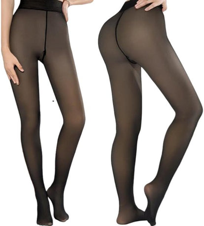 2-Pack Women's Thermal Leggings with Fleece Lining - High-Waisted Faux Sheer Tights - Lightweight - Extra Thick - Warm - Women's Leggings - Size XL (170-200 lbs)