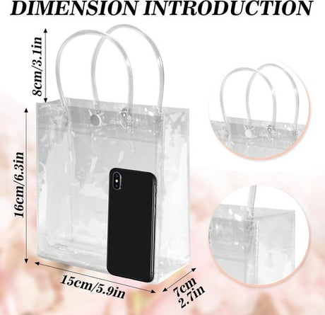 10-Pack Clear Gift Bags - with Handles - Mini Party Gift Bags - Clear Gift Bags, 5.9 x 6.29 Inches - Candy Bags - Gift Bags