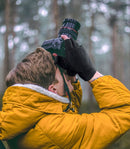 Unisex warm fleece gloves with fold-over top - Half-finger gloves - Warm gloves - Half-finger design - Suitable for writing, cycling, photo sessions with your partner - Winter gloves - Winter gift - Warm - Black XS