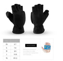 Unisex warm fleece gloves with fold-over top - Half-finger gloves - Warm gloves - Half-finger design - Suitable for writing, cycling, photo sessions with your partner - Winter gloves - Winter gift - Warm - Black XS