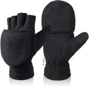 Unisex warm fleece gloves with fold-over top - Half-finger gloves - Warm gloves - Half-finger design - Suitable for writing, cycling, photo sessions with your partner - Winter gloves - Winter gift - Warm - Black - Size S
