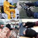 Unisex warm fleece gloves with fold-over top - Half-finger gloves - Warm gloves - Half-finger design - Suitable for writing, cycling, photo sessions with your partner - Winter gloves - Winter gift - Warm - Black - Size S