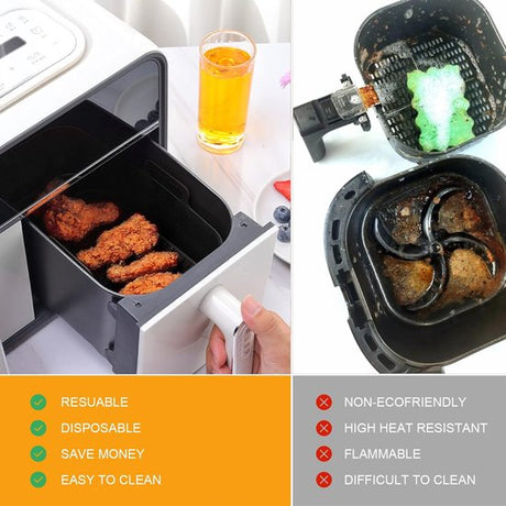 2-piece Airfryer accessory pads - Silicone Airfryer pads - Black - 19.5*16.5 cm