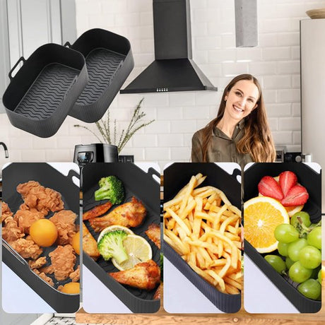 2-piece Airfryer accessory pads - Silicone Airfryer pads - Black - 19.5*16.5 cm