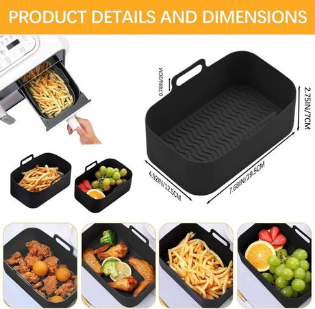 2-piece Airfryer accessory pads - Silicone Airfryer pads - Black - 19.5*16.5 cm