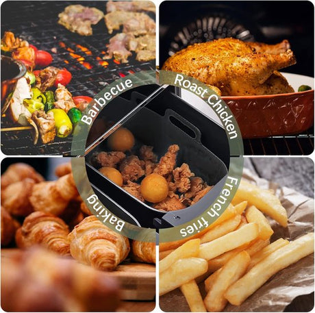 2-piece Airfryer accessory pads - Silicone Airfryer pads - Black - 19.5*16.5 cm