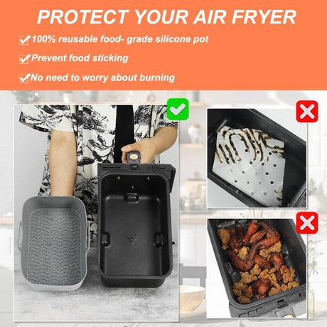 Two-piece air fryer accessory mat - silicone air fryer mat - gray - 19.5*16.5 cm