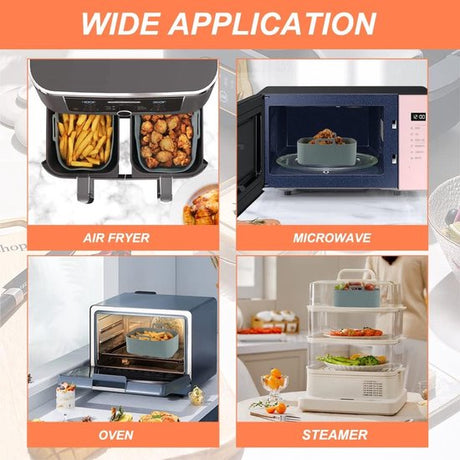 Two-piece air fryer accessory mat - silicone air fryer mat - gray - 19.5*16.5 cm
