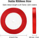 Gift Wrap - 22m Long Red Satin Ribbon - 10mm Wide - Suitable for Gift Wrapping, Valentine's Day Decorations, Heavy Fabrics - Handmade and Wedding Decorations