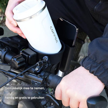 2-in-1 Bicycle Water Bottle and Phone Holder - Water Bottle Holder - Phone Stand - 360° Rotatable Water Bottle Holder - Black