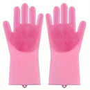 Dishwashing gloves - silicone gloves - gloves - dishwashing - kitchen gloves - rubber dishwashing gloves - dishwashing gloves - frost-resistant gloves - pink
