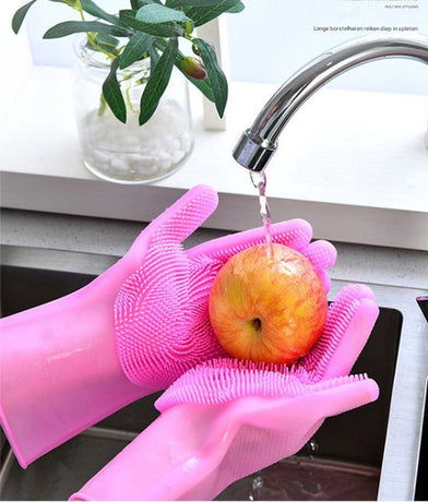 Dishwashing gloves - silicone gloves - gloves - dishwashing - kitchen gloves - rubber dishwashing gloves - dishwashing gloves - frost-resistant gloves - pink