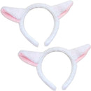 2-Piece Animal Headbands - With Sheep Ears - Cute Headbands for Adults and Kids to Role Play - White and Pink Sheep Costume Accessories