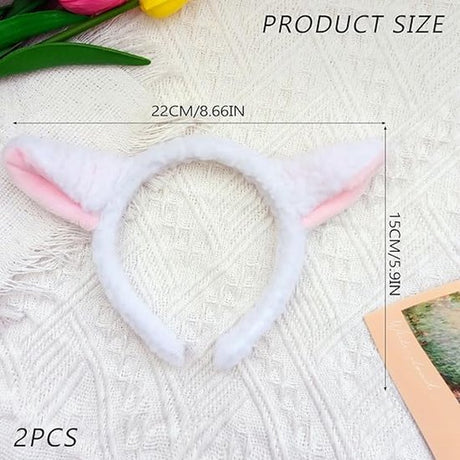 2-Piece Animal Headbands - With Sheep Ears - Cute Headbands for Adults and Kids to Role Play - White and Pink Sheep Costume Accessories