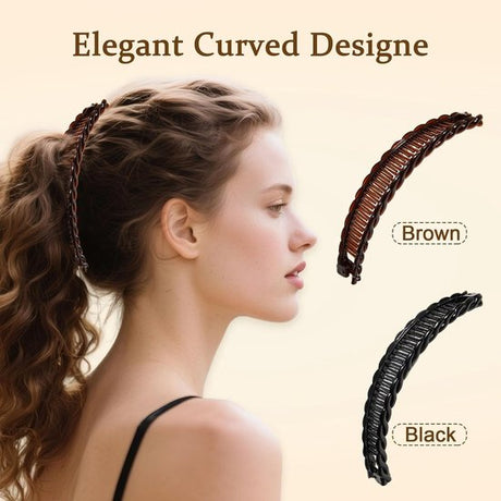 2-pack banana hair clips - Banana hair comb - Double comb - Long hair clip - Fishtail hair clip - Suitable for women and girls