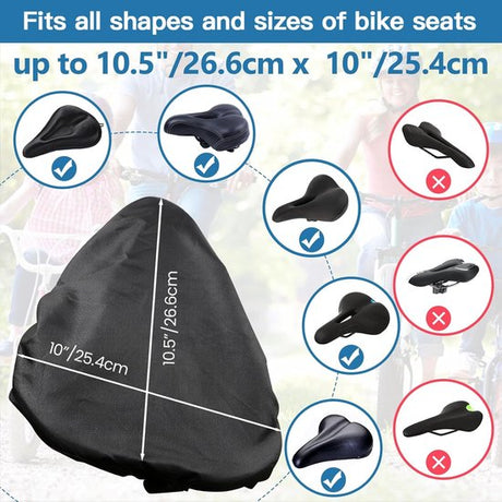 Bicycle saddle cover - Waterproof saddle cover - Rainproof saddle cover - Waterproof bicycle saddle cover with drawstring - Outdoor saddle cover - Bicycle accessories - Universal - Rain and dustproof - 24*27 cm - Black