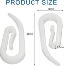 100 curtain hooks - G-shaped reinforced curtain hooks - White - For shower windows - Curtain accessories
